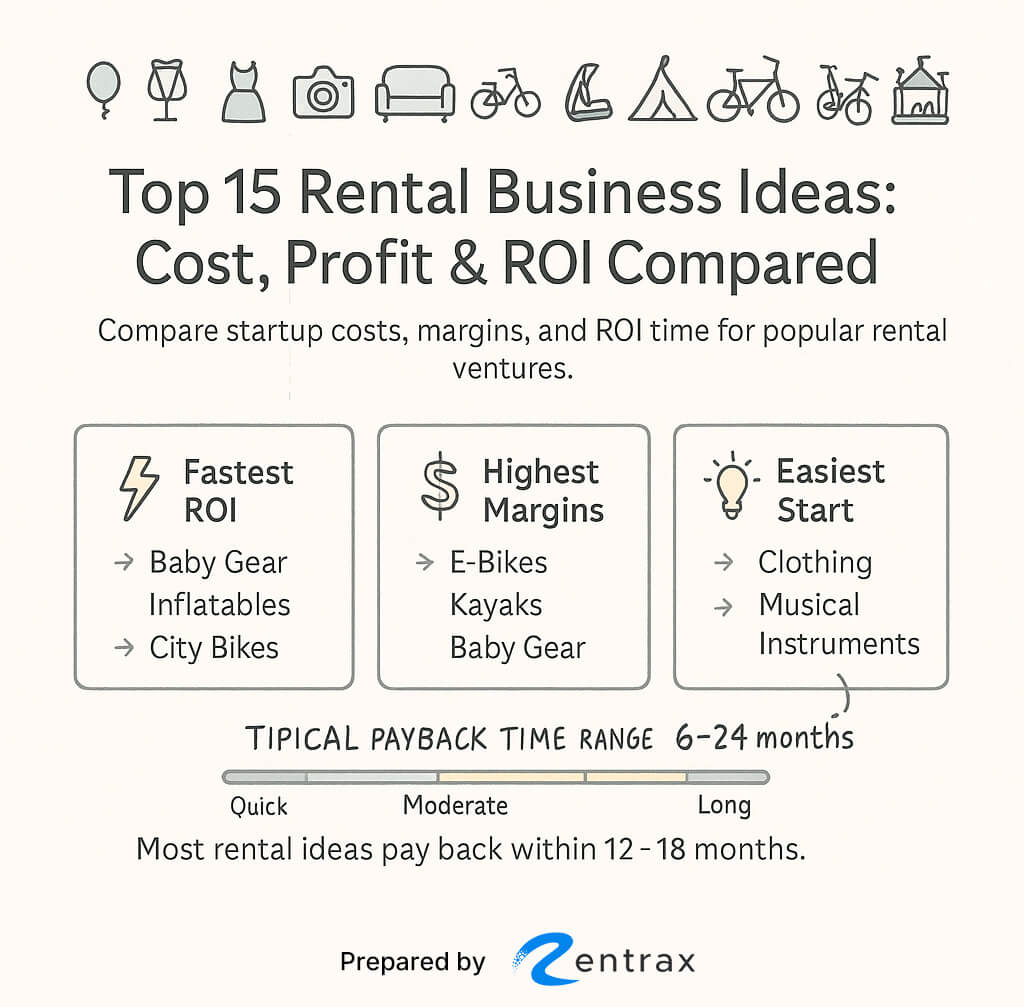 Top Rental business ideas - Quick comparison (the fastest, the most profitable and the easiest)