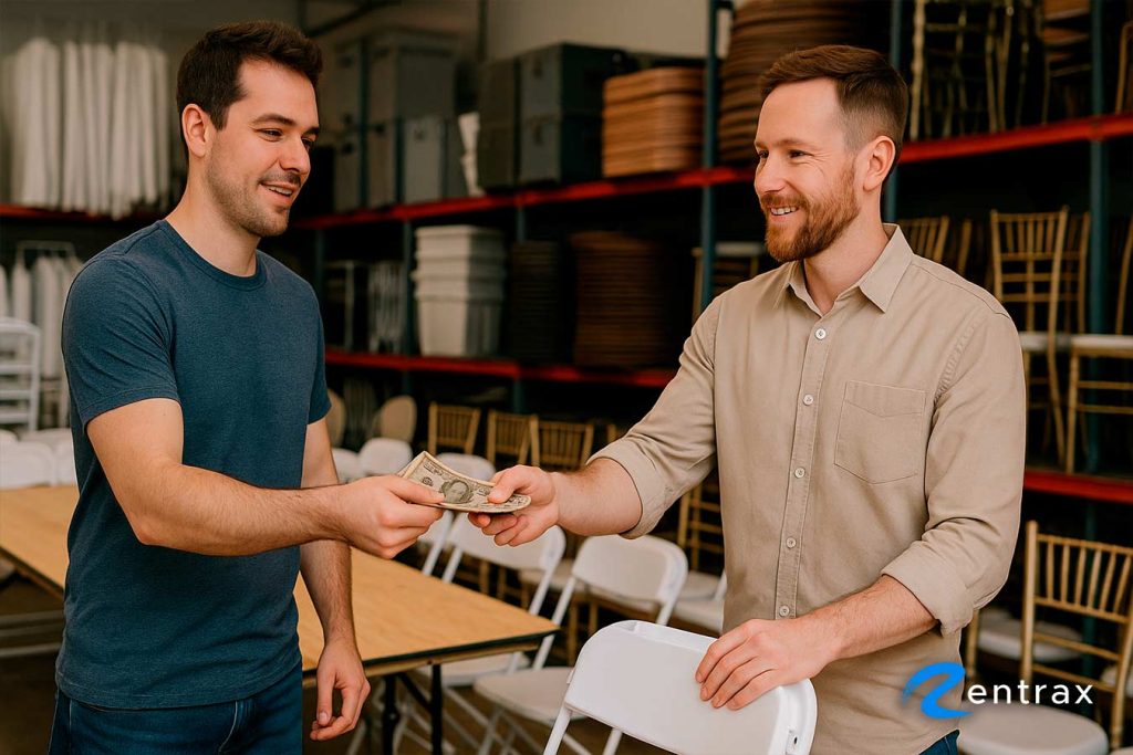 Buying party and event equipment for a party rental business