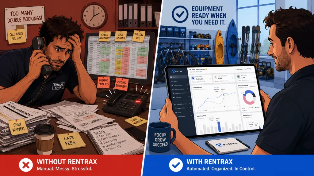 Side-by-Side: Spreadsheet Chaos vs. Rentrax Dashboard